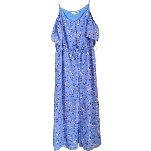 Almost Famous Maxi Dress Floral size L missing buttons - Picture 2 of 9
